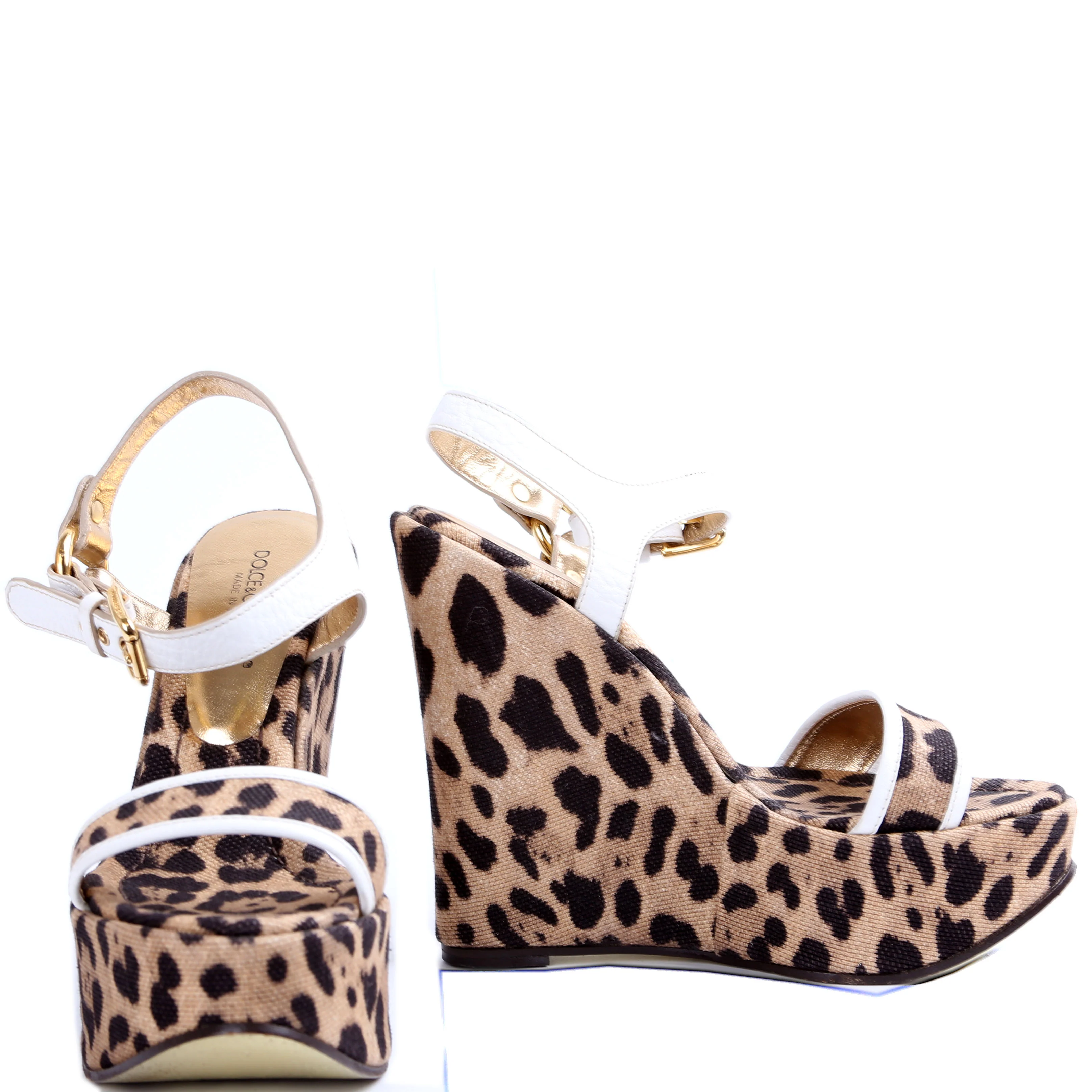 Wedges Leopard Canvas Size 37.5