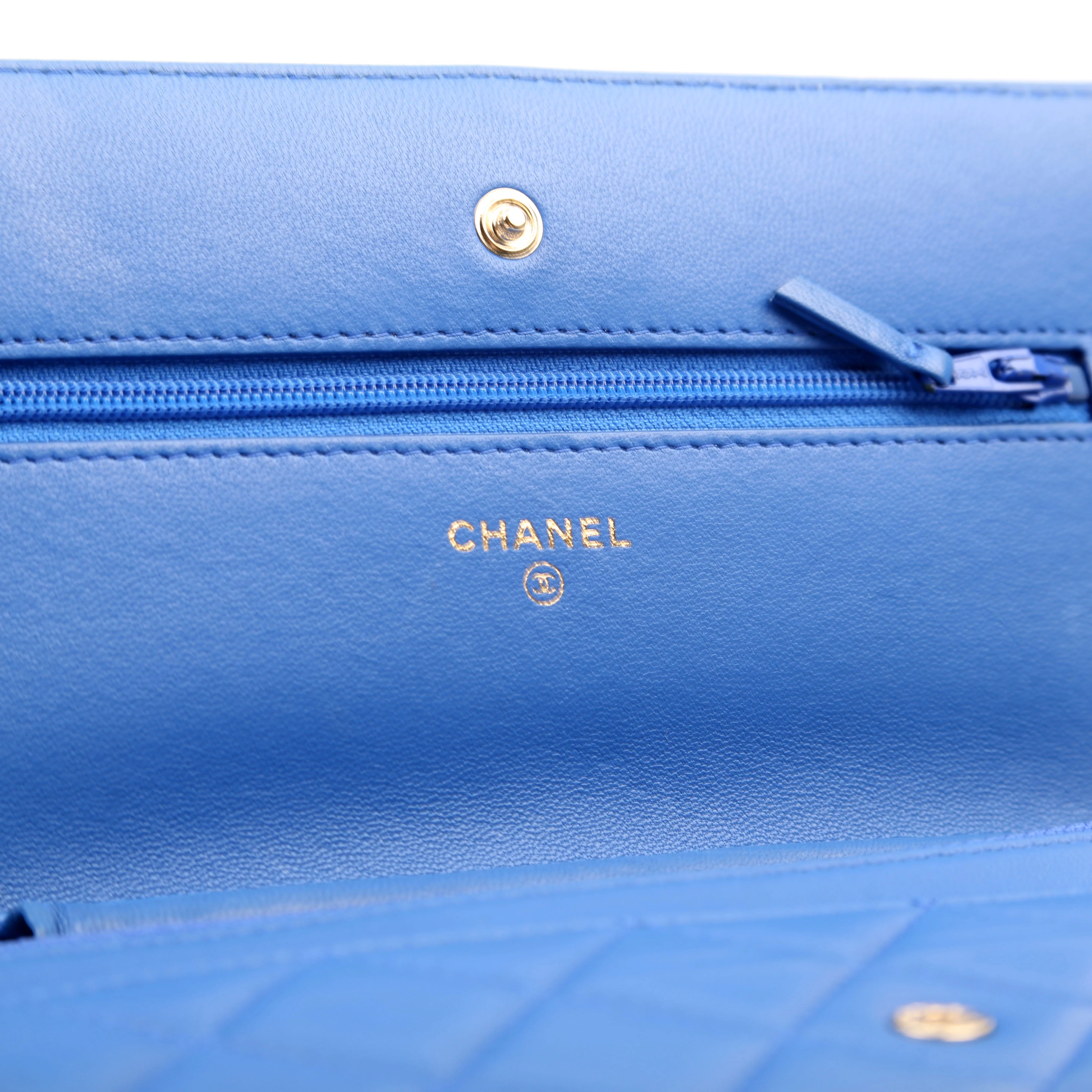 WOC Classic Quilted Lambskin Blue - Image 13