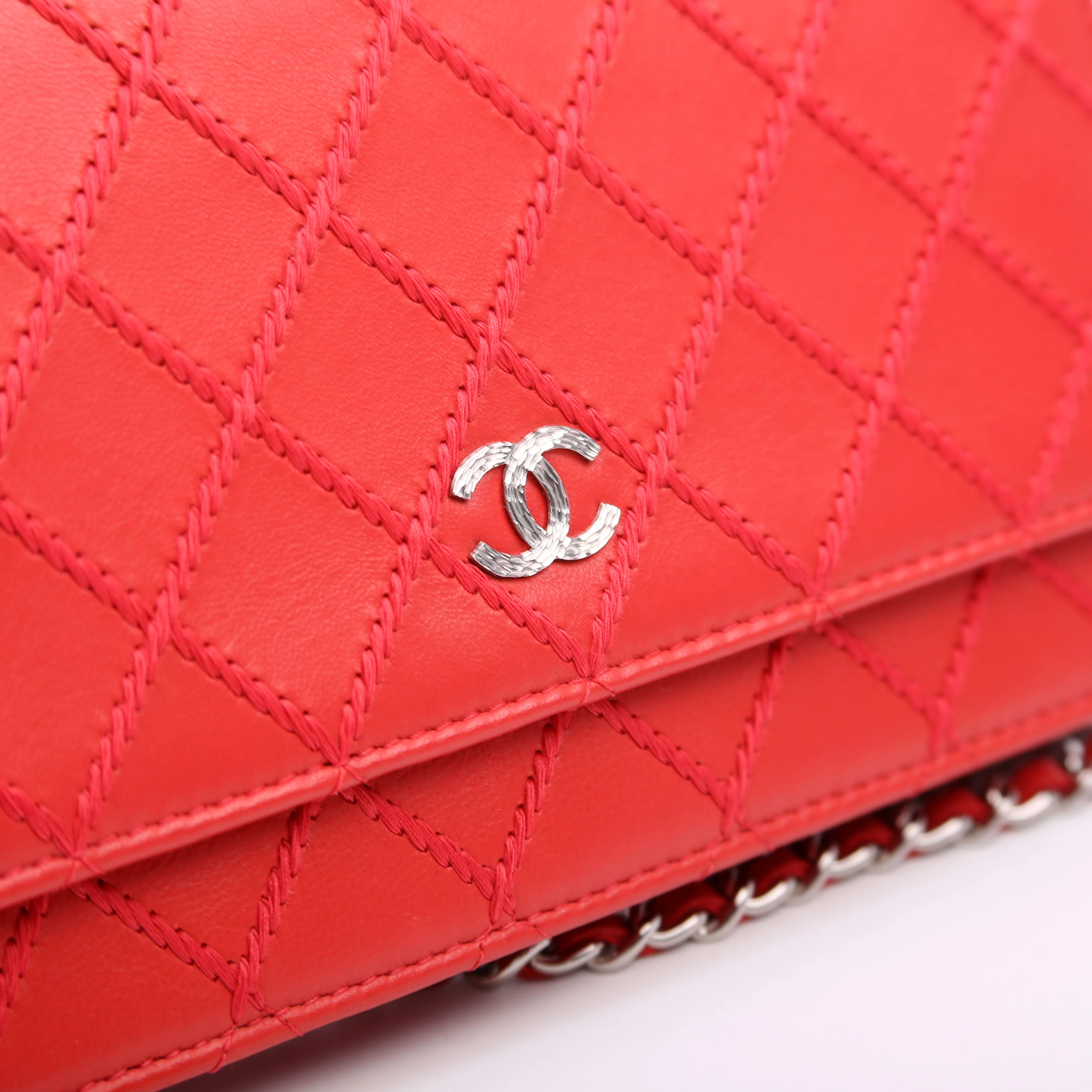WOC Diamond Stitch Calfskin Red - Image 10