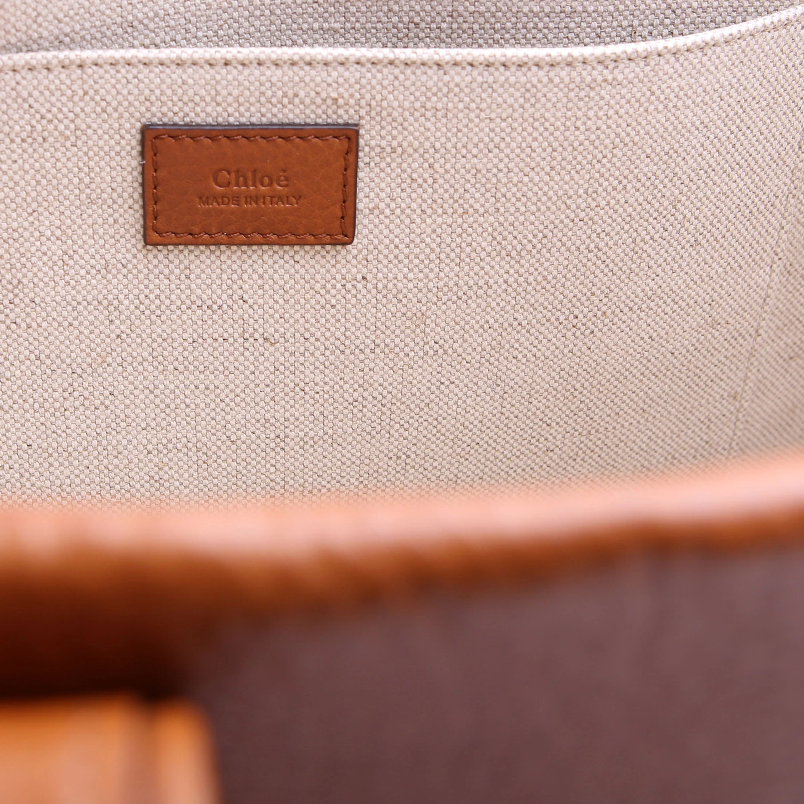 Woody Medium Shiny Grained Leather Tote Brown - Image 10
