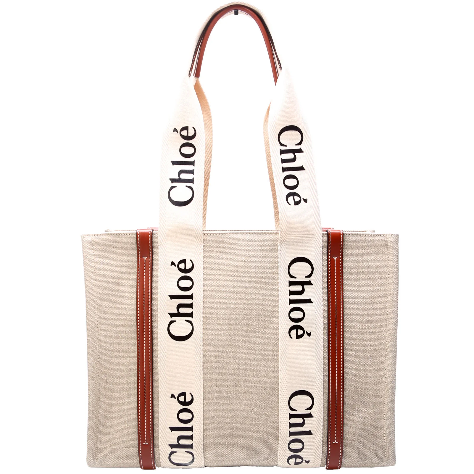 Woody Ribbon Tote Medium Beige/Brown