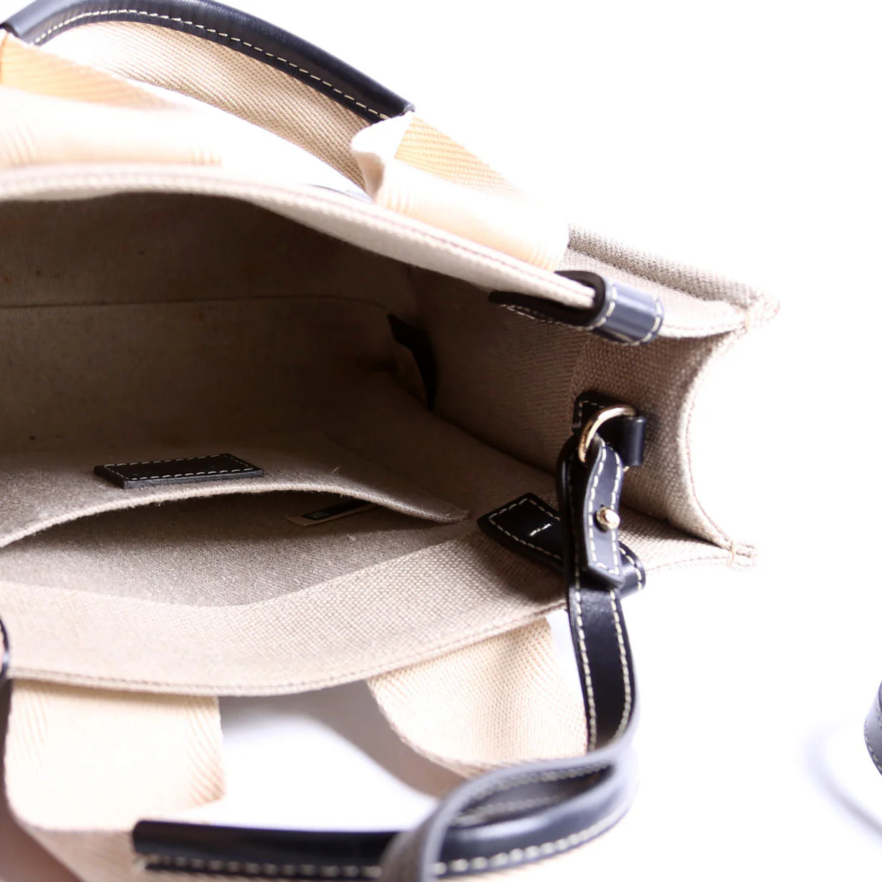 Woody Ribbon Tote Small Black/Beige - Image 12