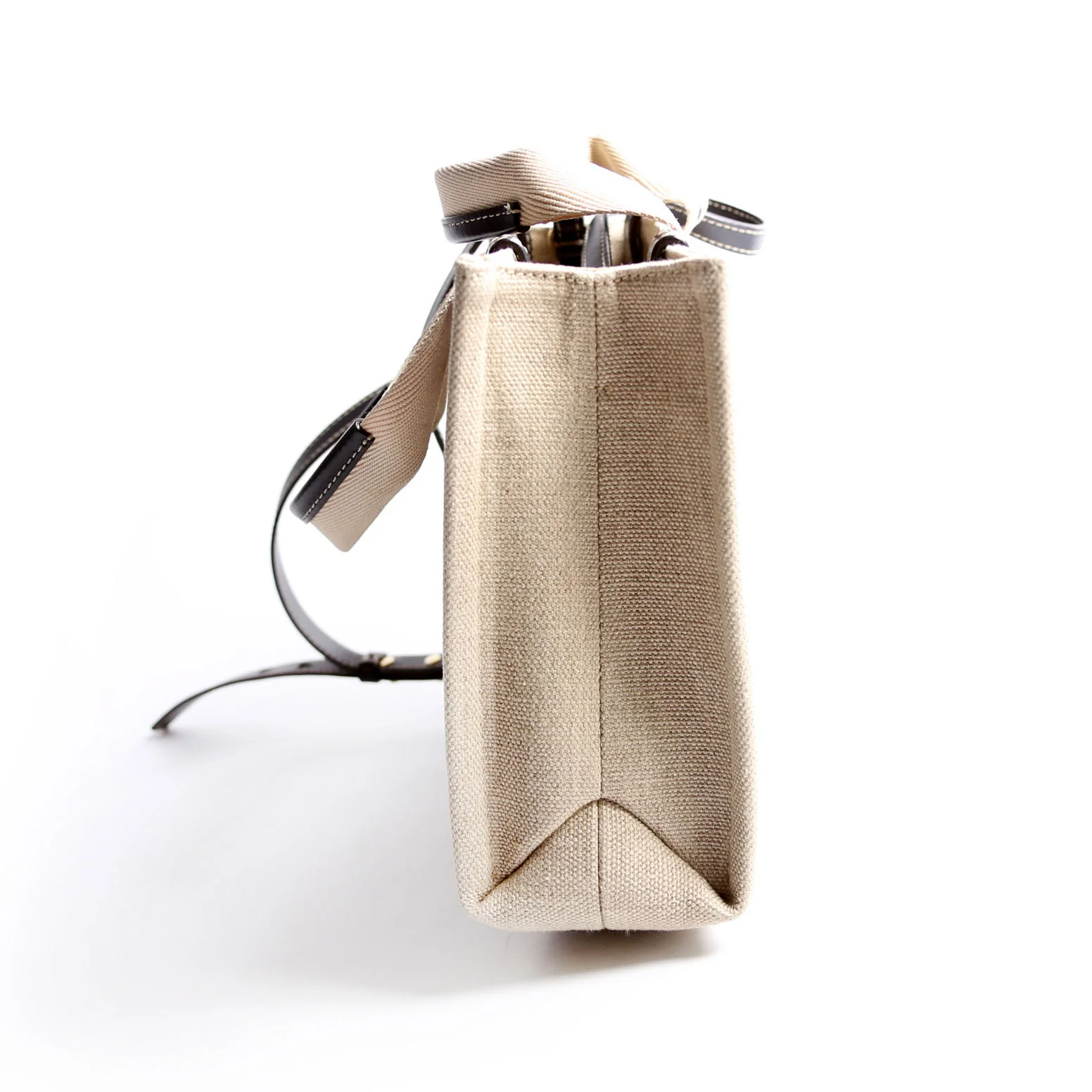 Woody Ribbon Tote Small Black/Beige - Image 4