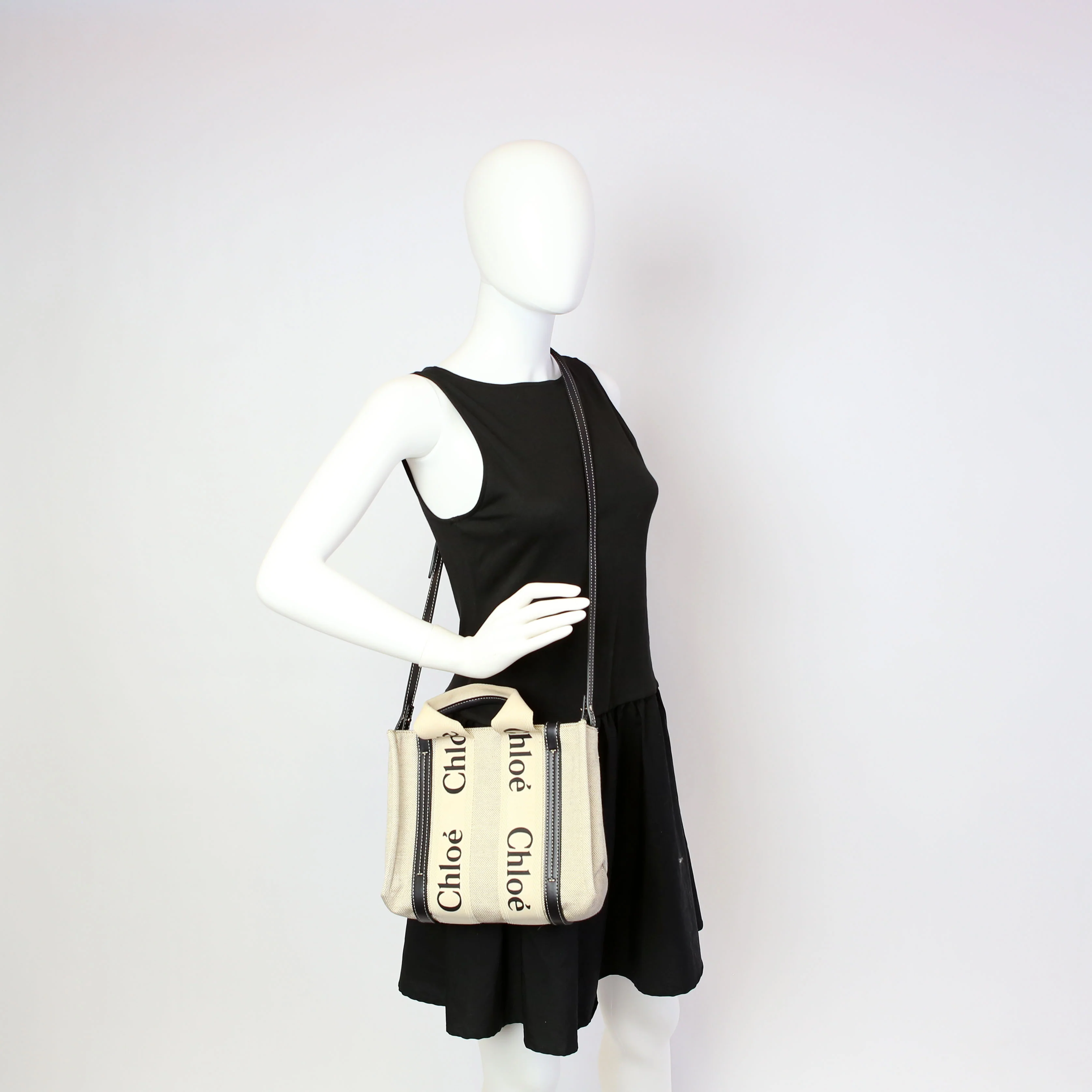 Woody Striped Tote Small Black - Image 13