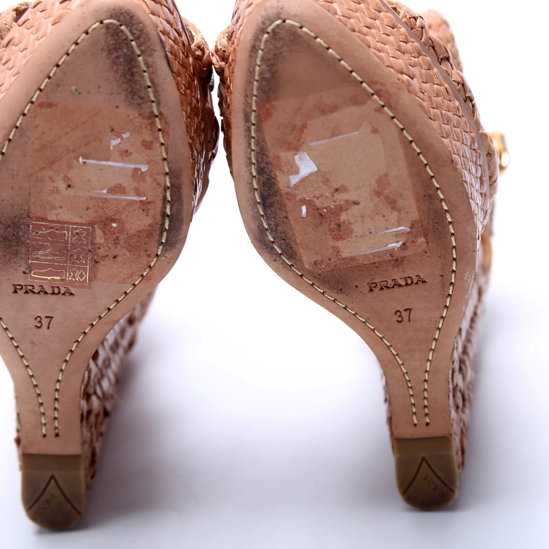 Woven Leather Espadrille Wedges Size 37 - Image 7