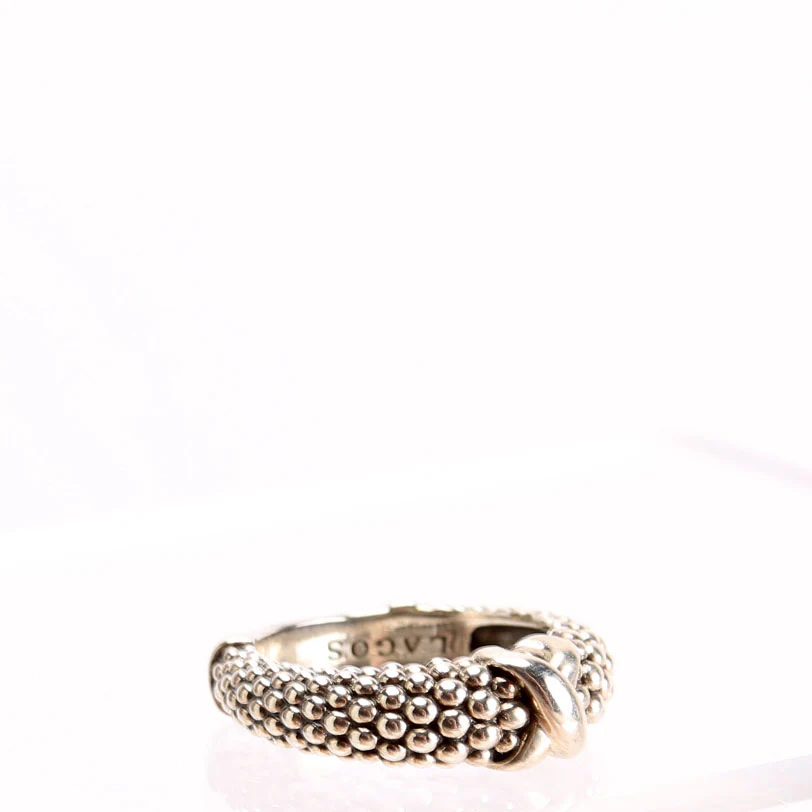 X Caviar Bead Ring 925 Size 6 - Image 2