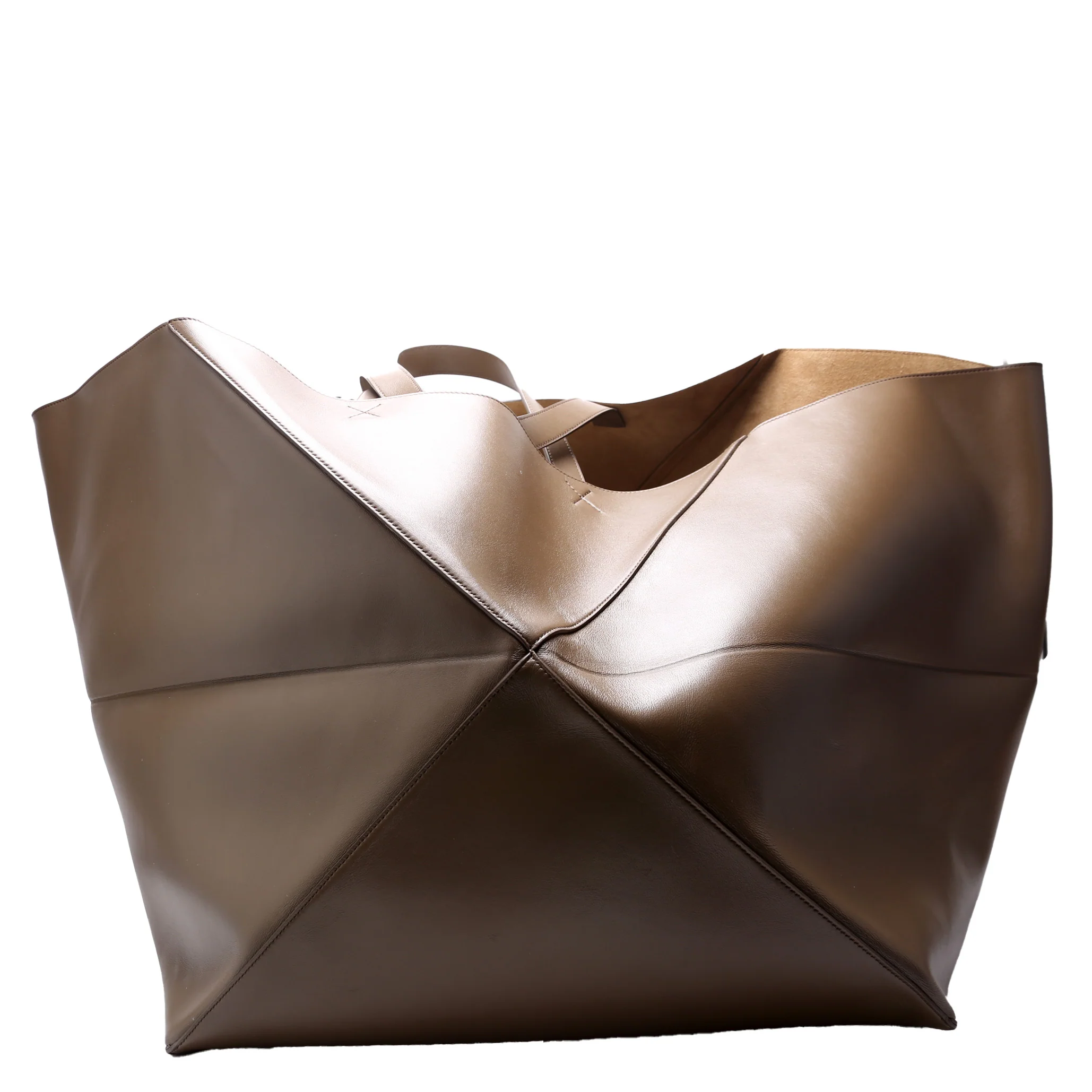 XXL Travel Puzzle Fold Tote Shiny Calfskin Umber - Image 4