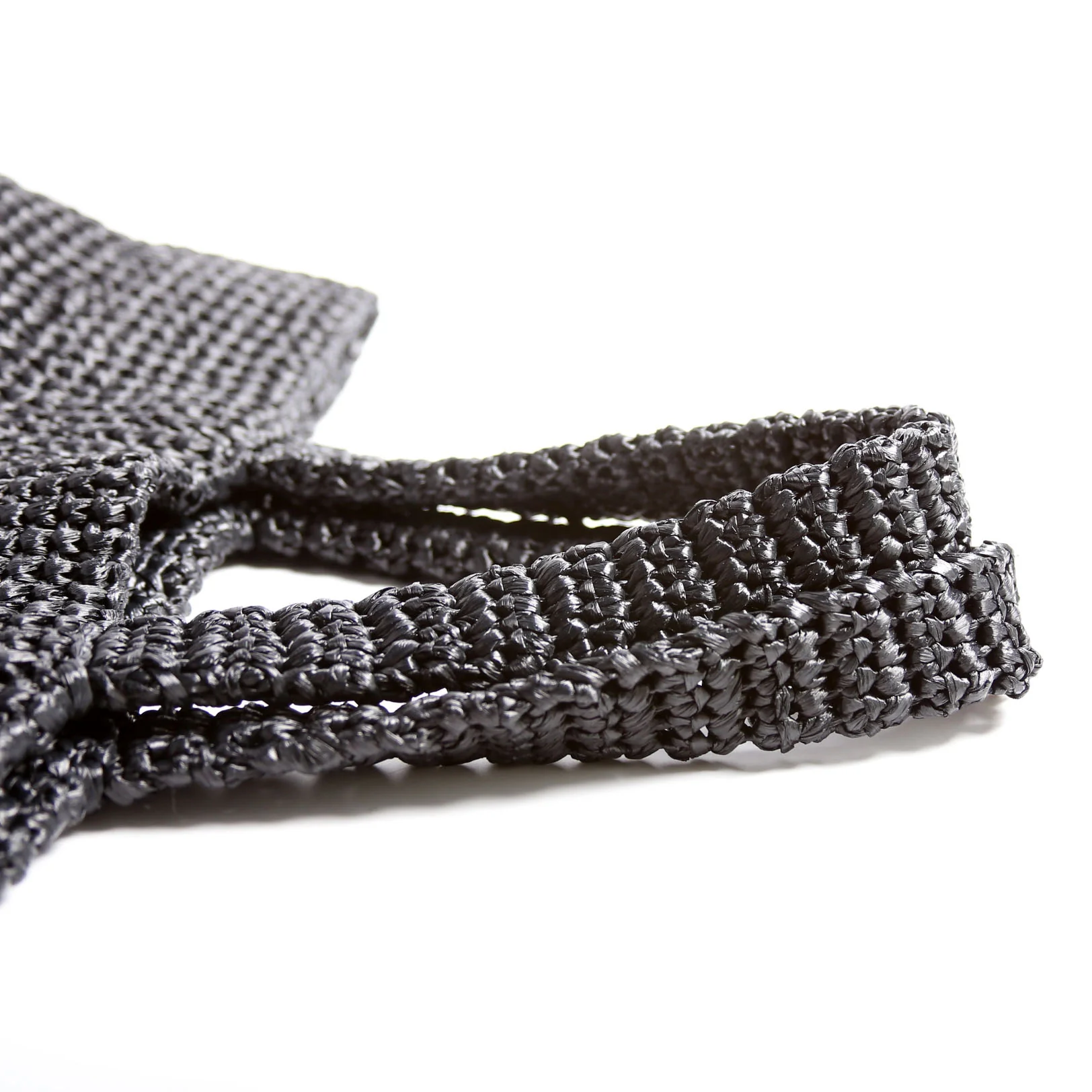 Yarn Raffia Embroidered Tote Black/White - Image 10