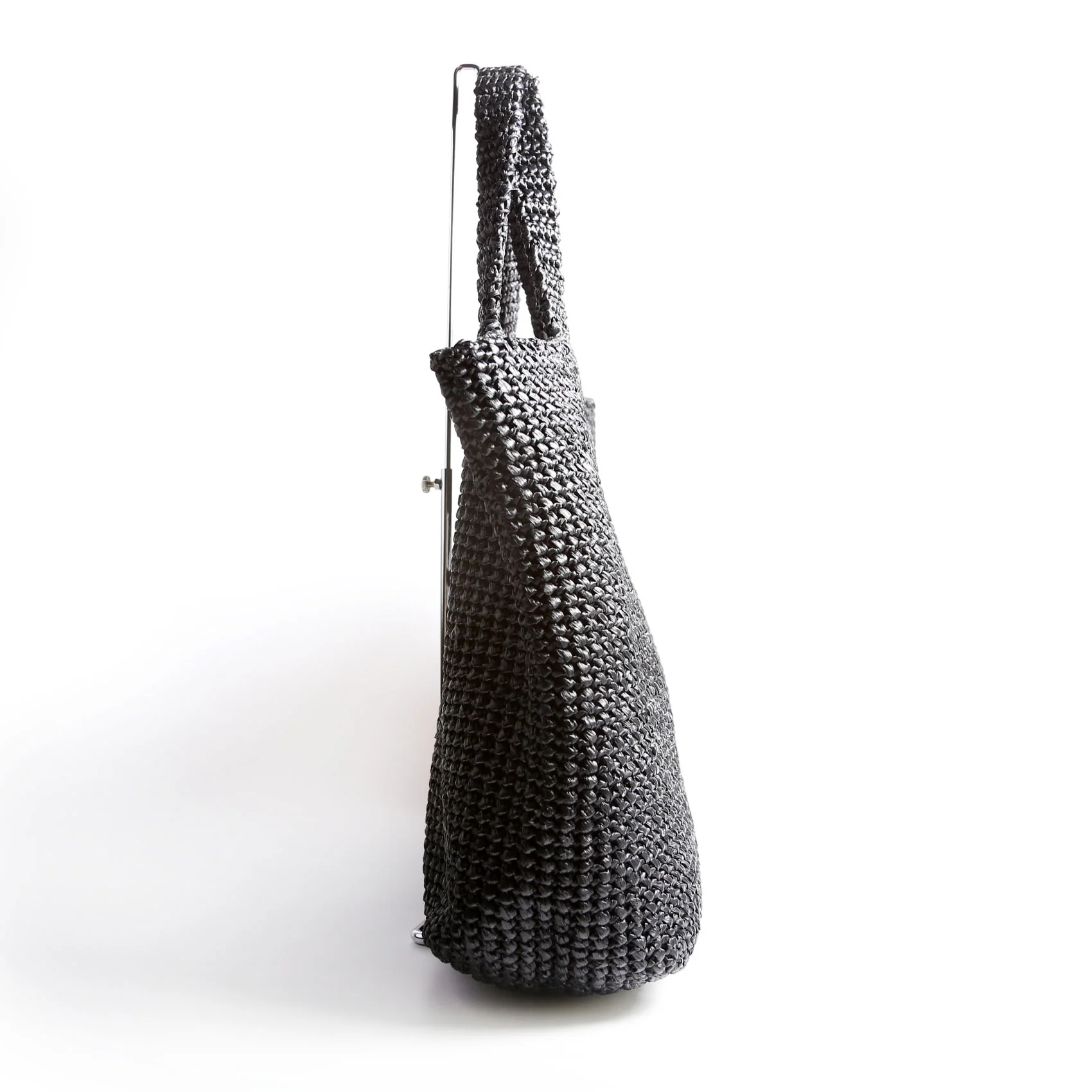 Yarn Raffia Embroidered Tote Black/White - Image 4
