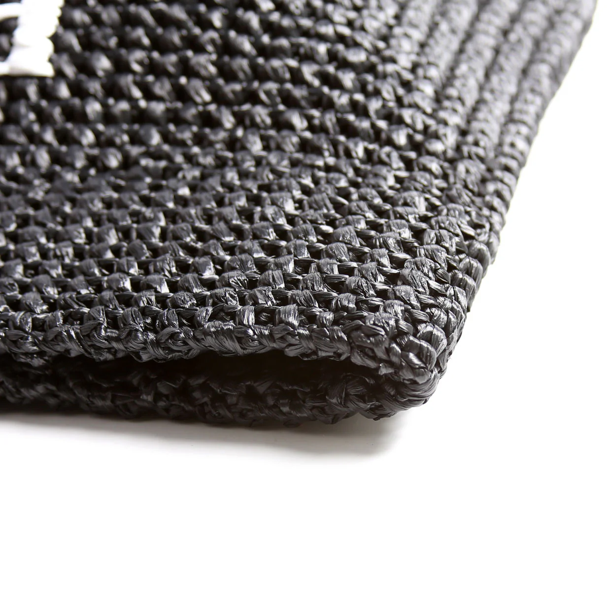 Yarn Raffia Embroidered Tote Black/White - Image 9