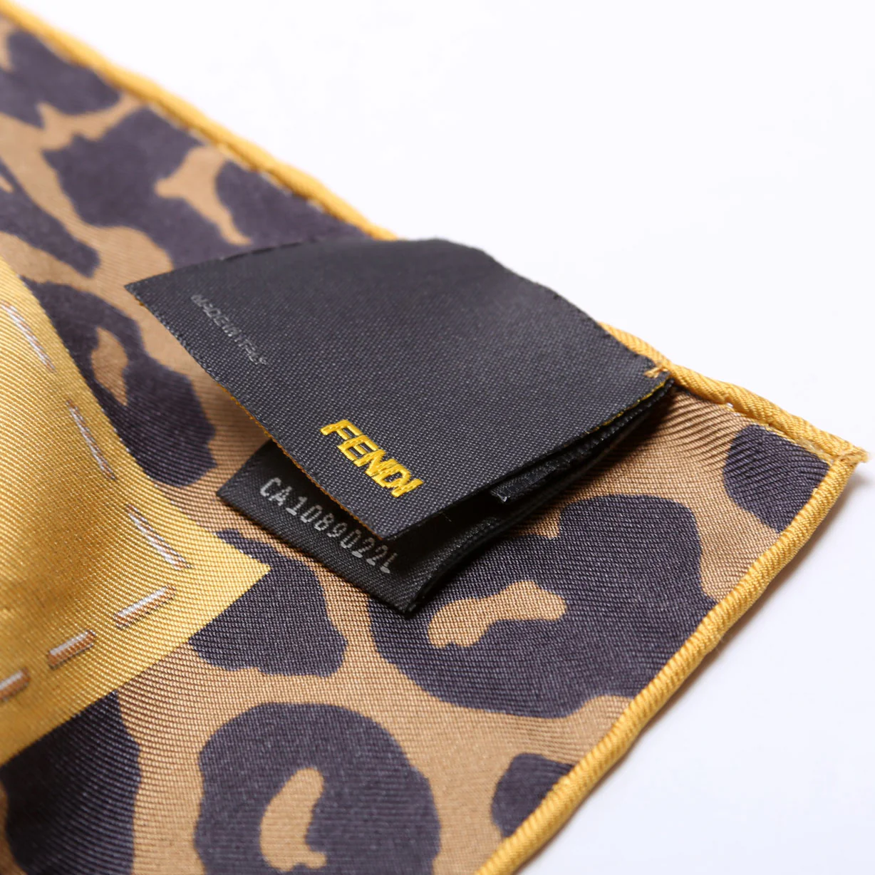 Yellow Leopard Silk Square Vintage Scarf Yellow/Brown - Image 5