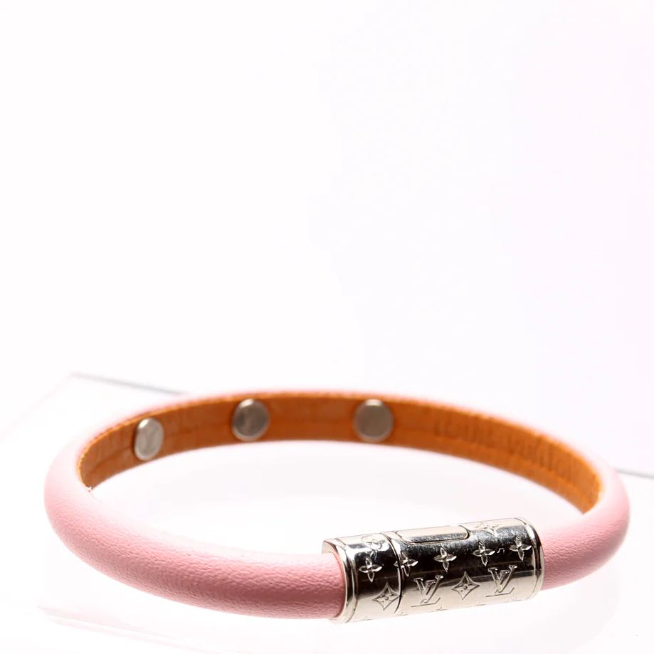 Yummy LV Studded Leather Bracelet Size 17 Pink - Image 3