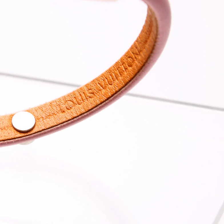 Yummy LV Studded Leather Bracelet Size 17 Pink - Image 4