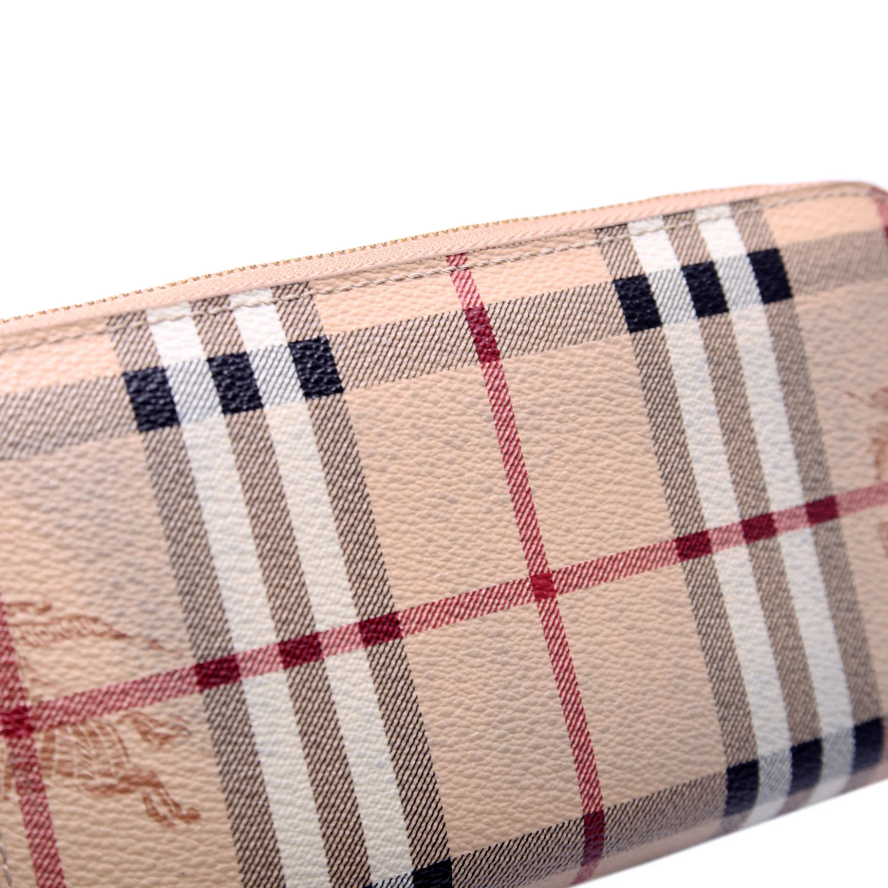 Ziggy Haymarket Check Zip Around Wallet Beige - Image 5