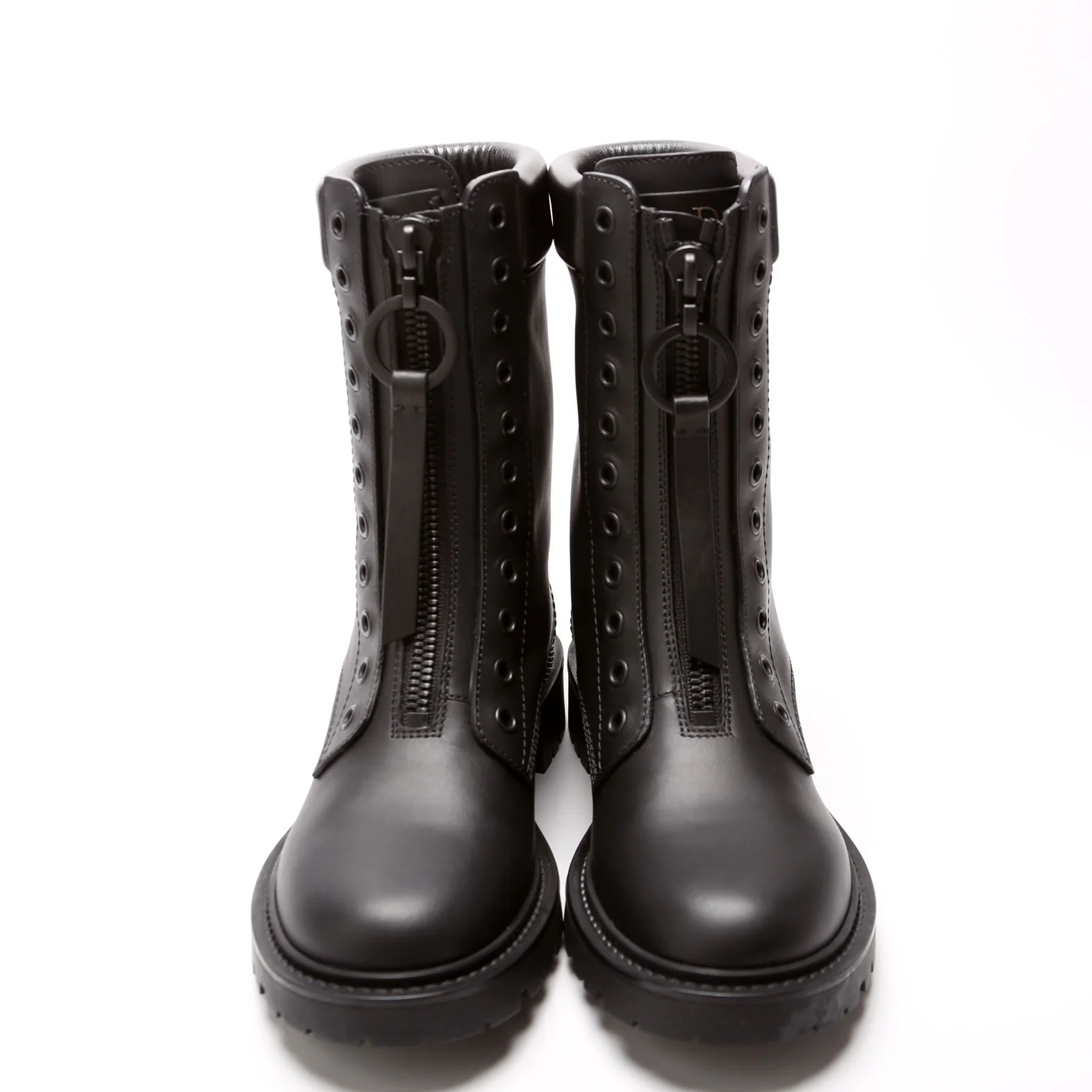 Zip Up Combat Boots Leather Size 35.5 - Image 2