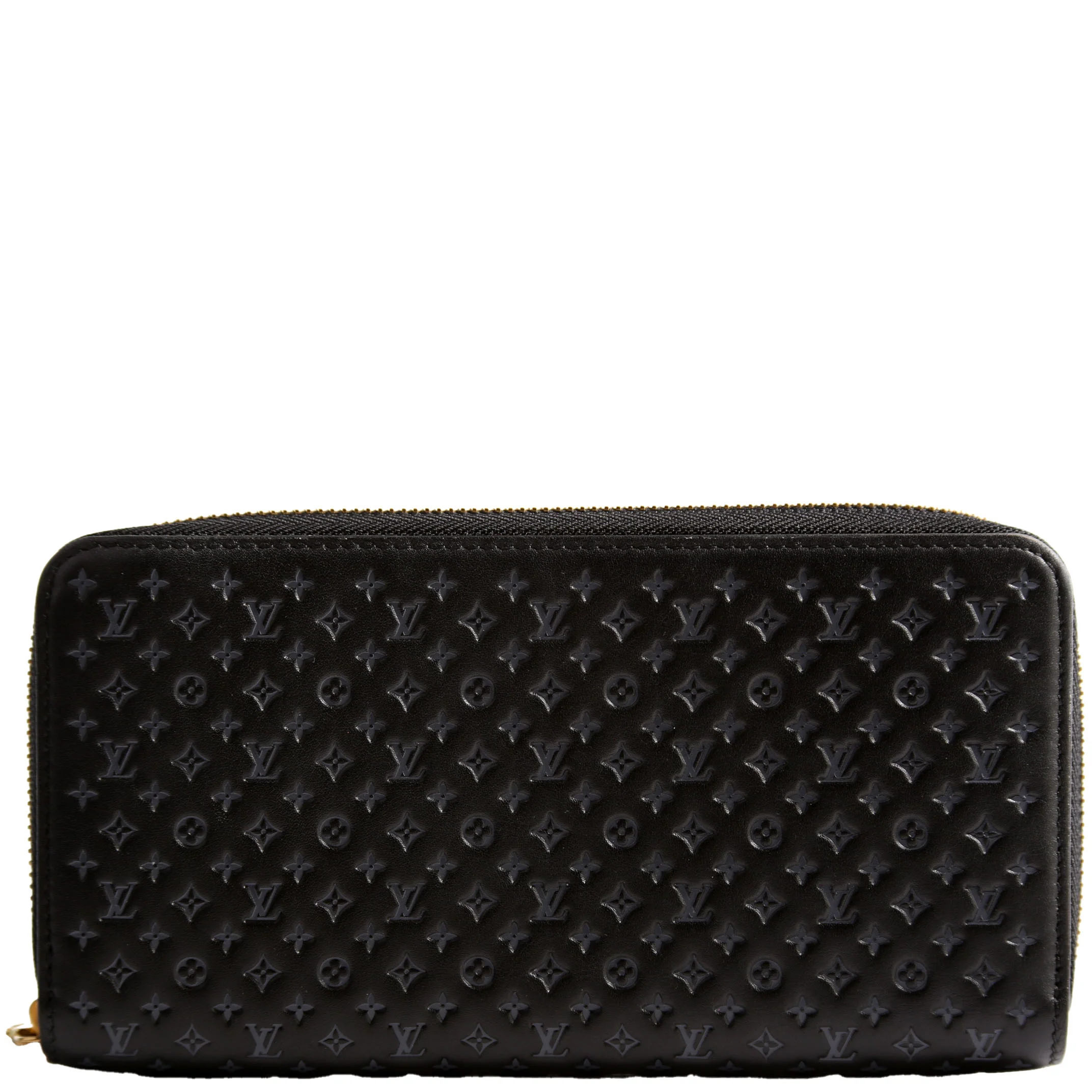 Zippy Wallet Nanogram Embossed Calfskin Black