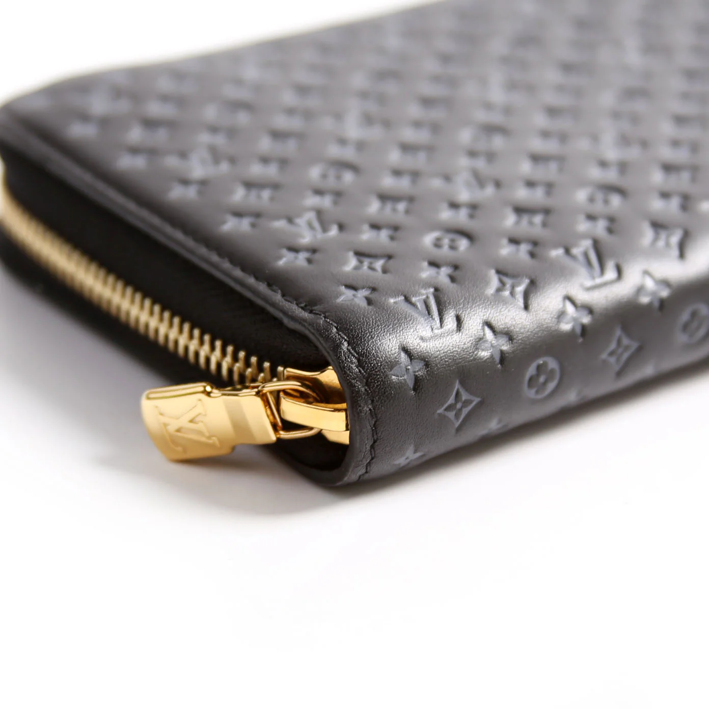 Zippy Wallet Nanogram Embossed Calfskin Black - Image 6