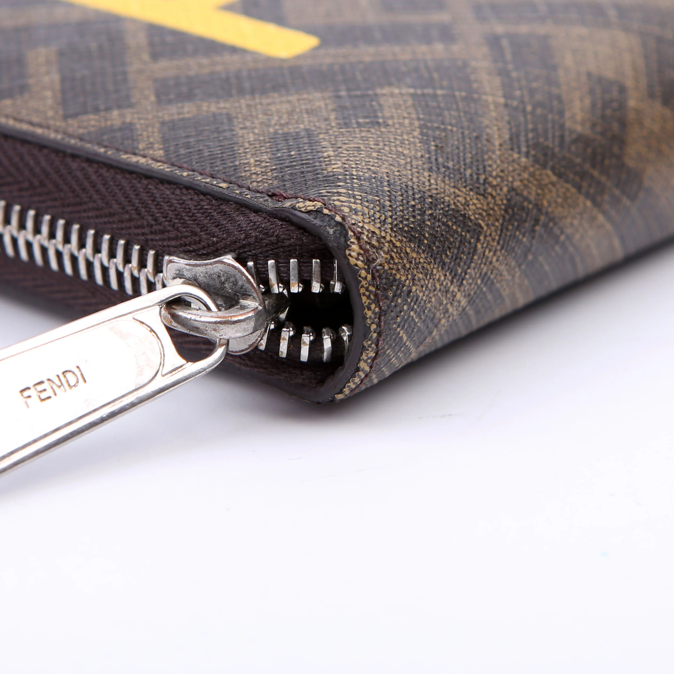 Zucca Roma Zip Around Wallet Brown/Yellow - Image 5