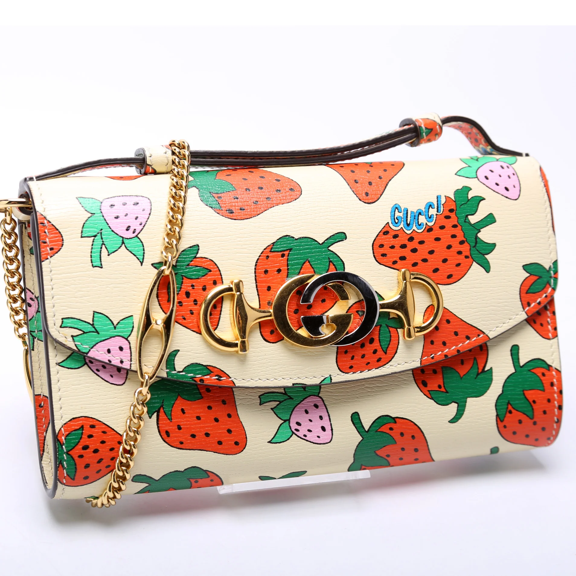 Zumi Strawberry Print Calfskin Mini Shoulder Bag - Image 2